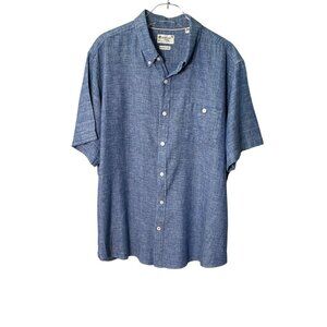 Weatherproof Vintage Men’s Linen Cotton Camp Shirt – Size XXL – BLUE